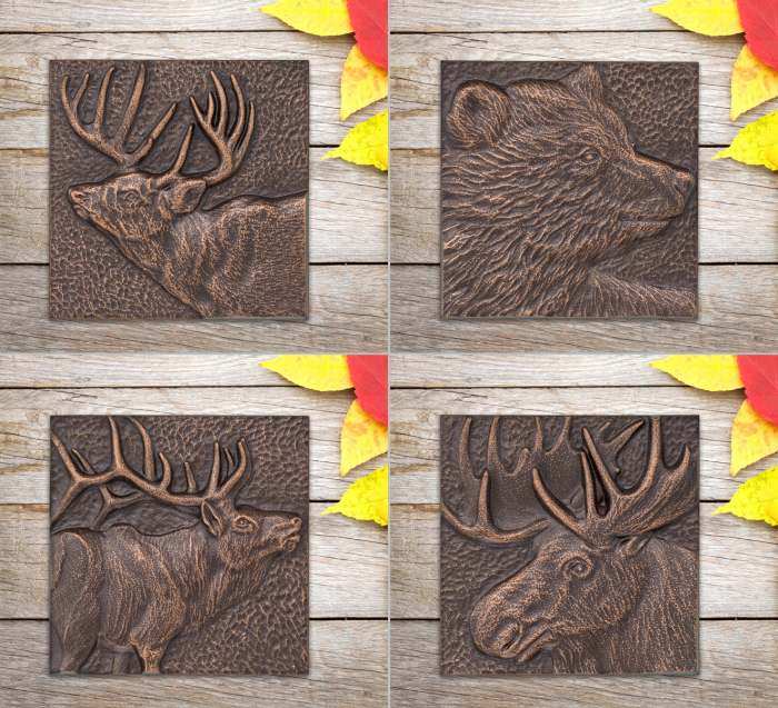 Indoor Outdoor Wall Decor Wildlife Set of 4